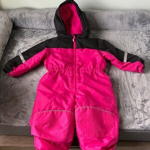 wonder nation Pink and Black Insulated Kids One-Piece Snow Suit